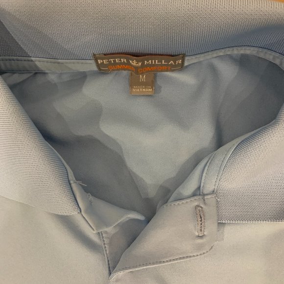 Men's Peter Millar Summer Comfort Medium Golf Shirt/Polo Baby Blue NBC Sports - Picture 3 of 6